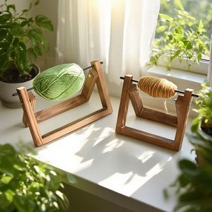 Multiple Size Handmade Wooden Yarn Holder Stand Rotating Spool Winder with Crochet Accessories for Sewing & <b>Crocheting</b> - Product Image 1