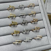 Bague pour ongles plaquée or avec zircone cubique, design amour, bagues de fiançailles pour femmes, bijoux de mariage, cadeau de mariage, vente en gros