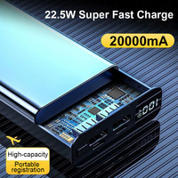 Pengisi daya Cepat 22.5W power bank 20000mah 10000mah baterai li-polymer 1260110 5V 4.5A pengisian daya cepat dengan output input ganda
