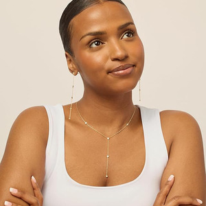 VVS1 <b>D</b> Color GRA Certificate Moissanite <b>Necklace</b> Bezel Set Y Shaped Copper 14K Gold Filled Minimalist Jewelry For Women - Product Image 3