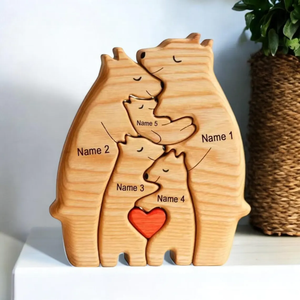 Cadeaux pour la fête des mères Pafu, puzzles en bois personnalisés en forme d'ours qui s'embrasse, décoration de bureau familiale, puzzles en bois personnalisés en forme d'ours pour la <span class=keywords><strong>famille</strong></span> - Product Image 1