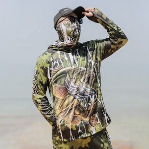 Personnalisé UPF 50 + polyester Camo Print dry-fit chemises de pêche à capuche à manches longues <span class=keywords><strong>t</strong></span>-<span class=keywords><strong>shirt</strong></span> de pêche <span class=keywords><strong>Anti</strong></span> <span class=keywords><strong>UV</strong></span> costume de pêche en plein air - Product Image 5