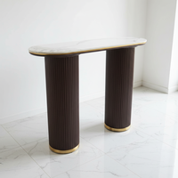 Table console de style nordique moderne avec pieds en bois de noyer et frêne, décoration en acier inoxydable doré, meubles de salon, ferme, villa, hôtel