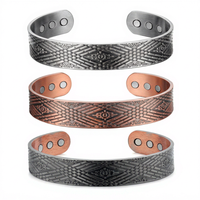 Bracelet magnétique unisexe classique en cuivre avec 6 aimants en néodyme, bracelet large réglable pour anniversaire