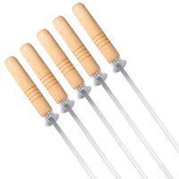 Ensemble de brochettes de barbecue en acier inoxydable de gros avec manche en bois