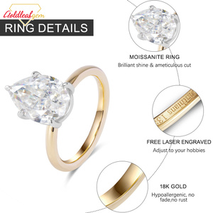 Anillo de Boda de Lujo para Mujer con Moissanita de 5 Quilates, Corte Pera, Chapado en Oro de 10/14/18K, Plata de Ley 925, Anillos con Diamantes - Product Image 6