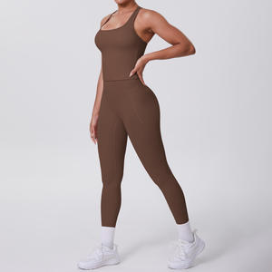 Vêtements de sport pour femmes ensemble de sport européen américain belle I Race Leggings de poche arrière Logo personnalisé Fitness serré - Product Image 6