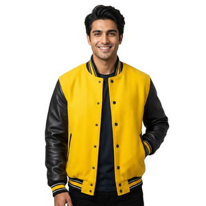 Men's Genuine Leather Baseball Varsity <b>Jacket</b> with Embroidery <b>Patches</b> Red Black Letterman CollegeBaseballjacket for men - Product Image 1
