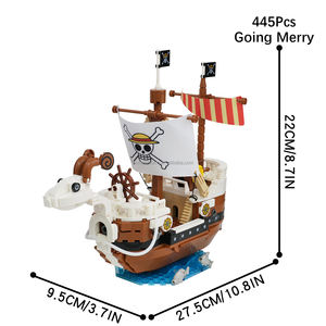 Jouets d'anime 1 pièce livrés avec des boîtes GoingMerry Boat <span class=keywords><strong>Luffy</strong></span> Ace MOC Briques <span class=keywords><strong>de</strong></span> construction en blocs Jouets pour enfants 445 pièces - Product Image 6
