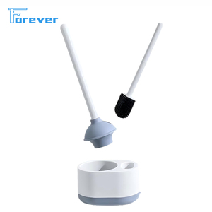 Ensemble <span class=keywords><strong>brosse</strong></span> WC murale moderne 2-en-1 à long manche en <span class=keywords><strong>silicone</strong></span> avec déboucheur pour usage hôtelier - Product Image 4