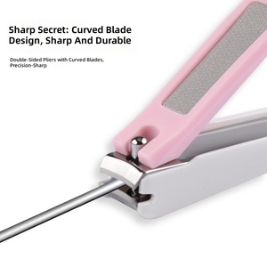 <b>Pink</b> Stainless Steel Nail Clipper Set Wide Jaw Curved Blade Manicure <b>Tool</b> for Finger and Toe - Product Image 5