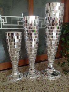 Nouveau design de mariage <span class=keywords><strong>en</strong></span> gros Grand vase décoratif <span class=keywords><strong>en</strong></span> mosaïque miroir argenté au sol contemporain - Product Image 2