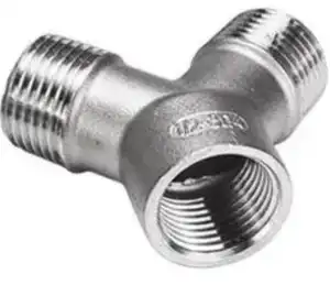 stainless steel equal Y Shaped tee outlet corner one splitter two way Connector BSP NPT thread side outlet tee