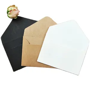Mini sobres de papel Kraft blanco y negro para ventana, sobres de invitación escolar para boda, tarjeta de mensaje, sobre con letras