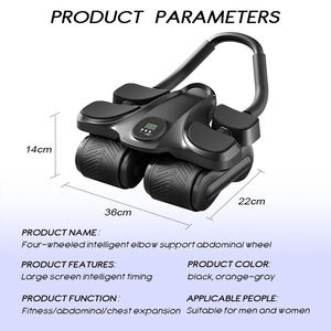 Automatic Rebound Four-Wheel Abdominal Exercise Wheel Elbow Support Silent Fitness Equipment for Home <b>Workouts</b> Gym Use Muscle - Product Image 4