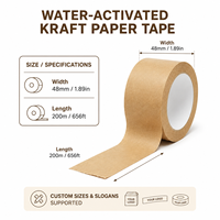 Ruban adhésif en papier kraft écologique activé par l'eau, déchirable à la main, inscriptible, inviolable, pour l'expédition, l'emballage et le bureau