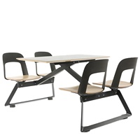 Table en bois avec structure en acier, ensemble de table et chaises de salle à manger moderne pour 4 personnes, pour utilisation en zone de restauration ou cantine