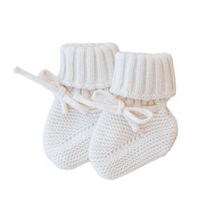 Kaus kaki rajut bayi laki-laki perempuan baru lahir lembut katun organik warna polos kustom mewah sepatu kaus kaki musim dingin bayi - Product Image 3