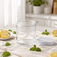 Pot transparent à parois droites de 16 oz, à large ouverture, vide, pour le stockage d'aliments, d'épices, de miel, de cosmétiques