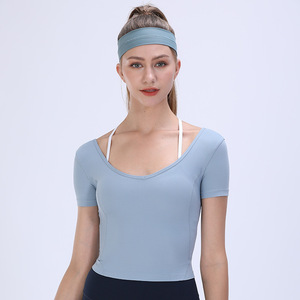 Conjuntos de Camisetas de Yoga Personalizadas de Alta Calidad, Suaves, Transpirables, Antibacterianas, de Secado Rápido, sin Costuras, Cuello Redondo, Manga Larga para Mujer - Product Image 4