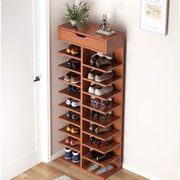 Moderno Gabinete Flotante de Madera para Zapatos con Puertas, Protección Antipolvo, Diseño Modular, 6 Estantes, Capacidad para 20-23 Pares, para Sala de Estar