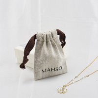 Bijoux en coton biologique imprimé avec logo personnalisé sac à cordon mini collier en coton pochette à bijoux pour boucles d'oreilles