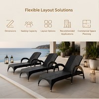 Chaise longue de piscine d'hôtel de plage avec roulettes, chaise longue incurvée durable pour complexe hôtelier en plein air