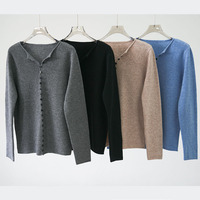 Pulls en cachemire 100 % pour femmes, à boutonnage simple, tricotés, décontractés, géométriques, élégants, polyvalents, amincissants pour l'automne