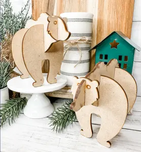 Pafu Kit DIY pasang Beruang 3D, dekorasi meja pesta Natal, ornamen warna Anda