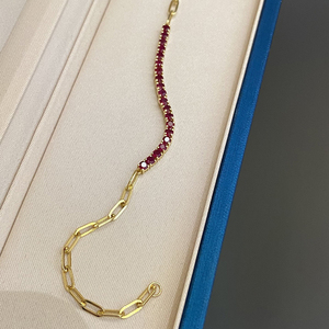 Aazuo 18K Solid Yellow Gold Natural <b>Ruby</b> Round Cut Classic Tennis <b>Bracelets</b> Gift Women's Birthday Party Everyday Wear Jewelry - Product Image 6