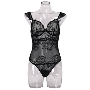 Lencería <span class=keywords><strong>Sensual</strong></span> y Sexy de una Pieza, Transparente, con Encaje, Body de Malla Transparente, Camisón para Mujer con Decoración Calada - Product Image 5