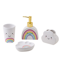 Accessoires de salle de bain de luxe, pour enfant, en céramique blanche, brillante, mignonne, idée cadeau, accessoires