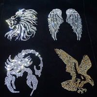Hot Design Strass Bling Patch Golden Eagle Fer sur Strass Transfert Cristal Hotflix T-shirt Applique