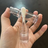 ISMAN Tubes de brillant à lèvres ronds entièrement transparents avec grand applicateur, en PET, vides, pour liquides et teintes à lèvres, avec applicateur « Doe Foot » de 6 ml