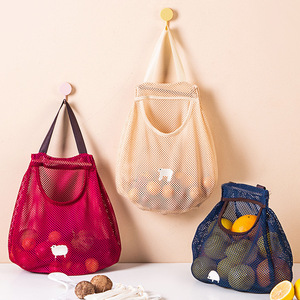 Kitchen multifunctional fruit and vegetable <b>storage</b> <b>hanging</b> bag <b>wall</b>-mounted large capacity breathable mesh <b>storage</b> bag - Product Image 1