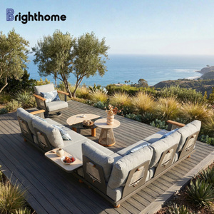 Luxury Aluminum Hotel Outdoor Furniture Patio <b>Set</b> Garden Corner Modular Sectional Resort <b>Sofas</b> with Teak Arm Bp-8663 Waterproof - Product Image 5