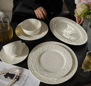 Cadeaux d'affaires modernes, vaisselle en porcelaine émaillée durable et écologique, ensemble de plats avec assiettes en céramique sans BPA de qualité alimentaire - Product Image 4