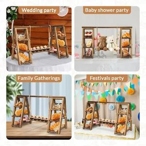 حامل حلويات خشبي من 3 طبقات - رف عرض الكعك والحلويات بلون الجوز الداكن لتزيين حفلات الزفاف وتقديم الكعك والوجبات الخفيفة والفواكه والرقائق - Product Image 6