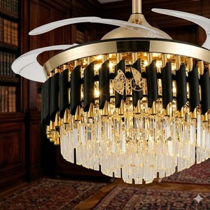 Switch and <b>Remote</b> <b>Control</b> 36-Inch LED Crystal Ceiling <b>Fans</b> with DC Motor Multiple Size Colorful Lighting for Room Decorations - Product Image 5