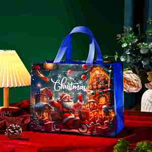 Bolsas de Regalo de Navidad Reutilizables, Bolsas de Tela No Tejida con Asas para Compras Navideñas, Recuerdos de Fiesta, Suministros para Envolver, Promoción - Product Image 3