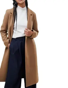 Chaquetas y abrigos tejidos de alta calidad para mujer, gabardina con doble botonadura, talla grande, ST1128