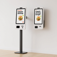 Kiosque à écran tactile capacitif mural pour utilisation en intérieur Commande en libre-service Paiement Lecteur de code QR Lecteur de code-barres POS