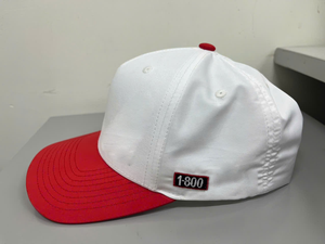 High Quality 5 Panel White Red Baseball Cap Custom Woven Patch Logo Structured Unisex hunting Sports 2 Tone Snapback Hats - Product Image 2