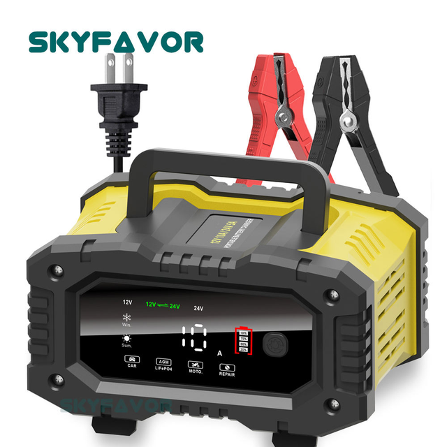 Smart 12V Car Battery Charger 12V 24V 10A Smart Fast Universal Lifepo4 EFB AGM GEL Lead Acid Battery Charger with Pulse Repair