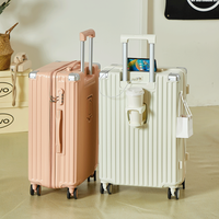 Kit de bagages 20+24+28, avec porte-gobelet et port USB, kit de bagages à main en PC avec roues à 360 degrés.
