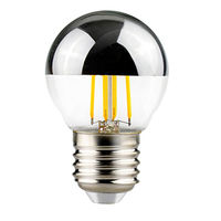 Ampoules LED Edison G45 4W AC semi-chromées, culot E12/E14/E26/E27, dimmables, filament en verre, avec embout argenté, décoratives pour jardin
