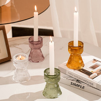 Porte-bougie flamant rose en verre borosilicate texturé, bougeoir moderne et romantique pour bougies coniques et chauffe-plat, centre de table de mariage