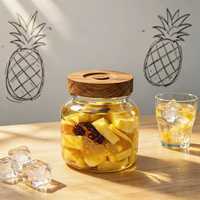 Bocal de Fermentation Hermétique en Verre avec Couvercle en Bois Ventilé, Pot en Verre de Qualité Alimentaire pour Fruits, Vin, Grains de Café, Cuisine, Logo Personnalisé