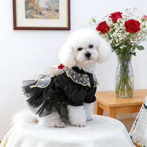 Pet Dog <b>Cat</b> Dress Black Velvet Rose Tutu Skirt Four Seasons Polyester Outfit Small Puppy <b>Clothes</b> - Product Image 3