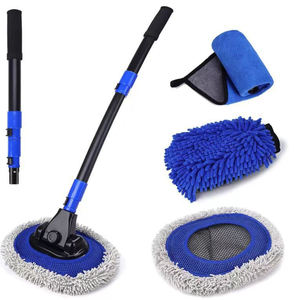 Brosse de lavage de voiture NIKO avec manche long courbé réglable à 15 degrés et tête de brosse en microfibre, brosse de lavage de voiture télescopique - Product Image 3